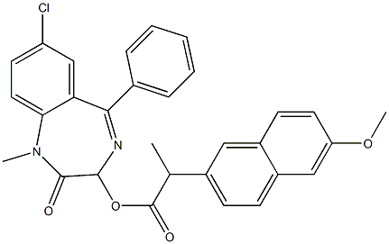 1,3-Dihydro-1-methyl-5-phenyl-7-chloro-2-oxo-2H-1,4-benzodiazepin-3-ol 2-(6-methoxynaphthalen-2-yl)propionate Struktur