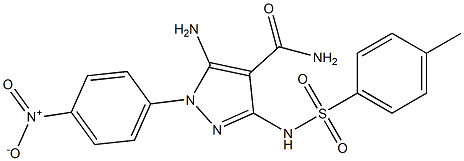 5-Amino-3-(4-methylphenylsulfonylamino)-1-(4-nitrophenyl)-1H-pyrazole-4-carboxamide Struktur