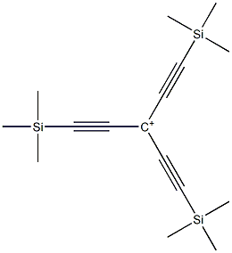 1,5-Bis(trimethylsilyl)-3-[(trimethylsilyl)ethynyl]-1,4-pentadiyne-3-ium Struktur