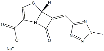 (5R)-7-Oxo-6-[(2-methyl-2H-tetrazol-5-yl)methylene]-4-thia-1-azabicyclo[3.2.0]hept-2-ene-2-carboxylic acid sodium salt Struktur