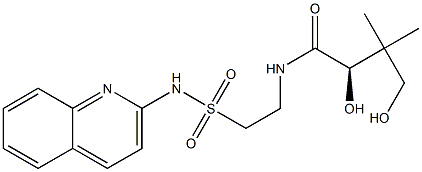 [R,(+)]-2,4-Dihydroxy-3,3-dimethyl-N-[2-(2-quinolylsulfamoyl)ethyl]butyramide Struktur