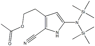 5-[Bis(trimethylsilyl)amino]-3-(2-acetyloxyethyl)-1H-pyrrole-2-carbonitrile Struktur