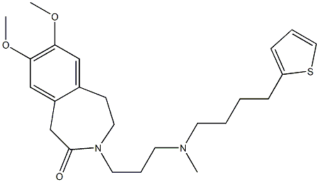 2,3-Dihydro-7,8-dimethoxy-3-[3-[N-[4-(2-thienyl)butyl]-N-methylamino]propyl]-1H-3-benzazepin-4(5H)-one Struktur