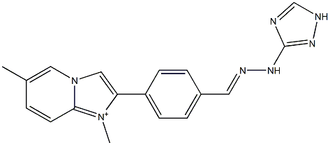 1,6-Dimethyl-2-[4-[2-(1H-1,2,4-triazol-3-yl)hydrazonomethyl]phenyl]imidazo[1,2-a]pyridin-1-ium Struktur