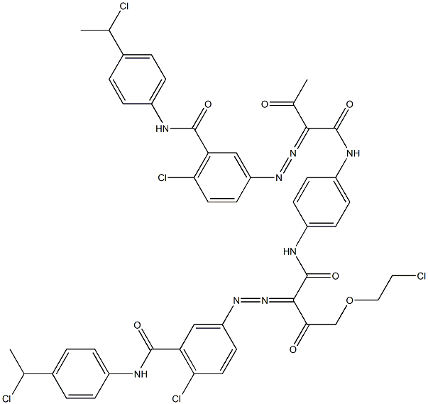 3,3'-[2-[(2-Chloroethyl)oxy]-1,4-phenylenebis[iminocarbonyl(acetylmethylene)azo]]bis[N-[4-(1-chloroethyl)phenyl]-6-chlorobenzamide] Struktur