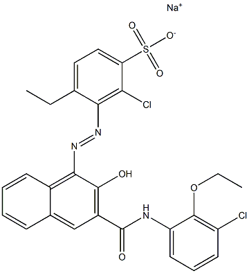 2-Chloro-4-ethyl-3-[[3-[[(3-chloro-2-ethoxyphenyl)amino]carbonyl]-2-hydroxy-1-naphtyl]azo]benzenesulfonic acid sodium salt Struktur