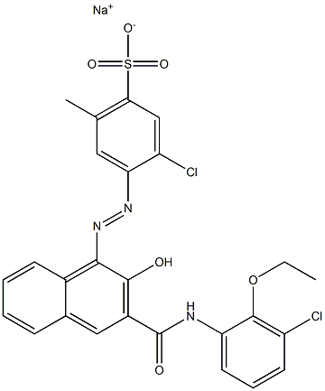 3-Chloro-6-methyl-4-[[3-[[(3-chloro-2-ethoxyphenyl)amino]carbonyl]-2-hydroxy-1-naphtyl]azo]benzenesulfonic acid sodium salt Struktur