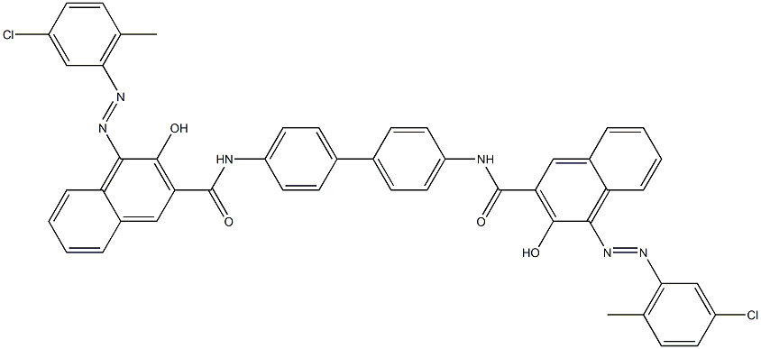 4,4'-Bis[1-[(3-chloro-6-methylphenyl)azo]-2-hydroxy-3-naphthoylamino]biphenyl Struktur