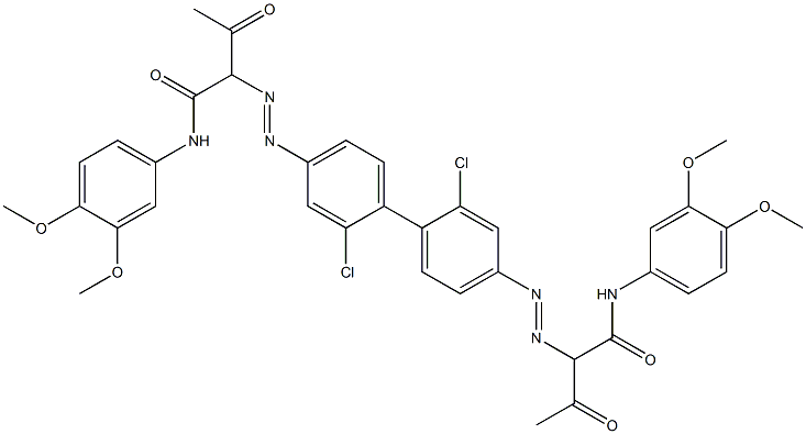 4,4'-Bis[[1-(3,4-dimethoxyphenylamino)-1,3-dioxobutan-2-yl]azo]-2,2'-dichloro-1,1'-biphenyl Struktur