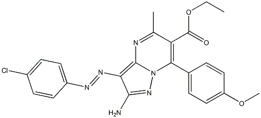 2-Amino-3-(4-chlorophenylazo)-5-methyl-7-(4-methoxyphenyl)pyrazolo[1,5-a]pyrimidine-6-carboxylic acid ethyl ester Struktur