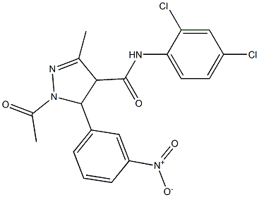 N-(2,4-Dichlorophenyl)-5-(3-nitrophenyl)-1-acetyl-4,5-dihydro-3-methyl-1H-pyrazole-4-carboxamide Struktur