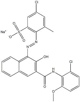 3-Chloro-5-methyl-6-[[3-[[(2-chloro-6-methoxyphenyl)amino]carbonyl]-2-hydroxy-1-naphtyl]azo]benzenesulfonic acid sodium salt Struktur