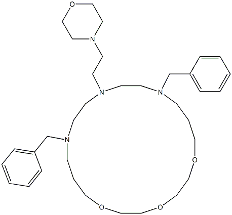 14-(2-Morpholinoethyl)-11,17-dibenzyl-1,4,7-trioxa-11,14,17-triazacycloicosane Struktur