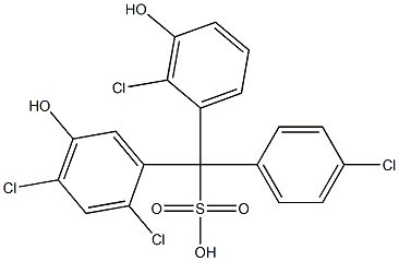 (4-Chlorophenyl)(2-chloro-3-hydroxyphenyl)(2,4-dichloro-5-hydroxyphenyl)methanesulfonic acid Struktur