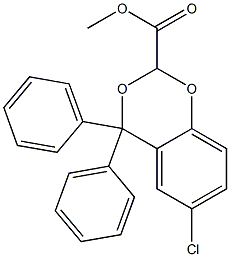 6-Chloro-4,4-diphenyl-1,3-benzodioxane-2-carboxylic acid methyl ester Struktur