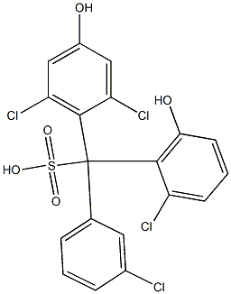 (3-Chlorophenyl)(2-chloro-6-hydroxyphenyl)(2,6-dichloro-4-hydroxyphenyl)methanesulfonic acid Struktur