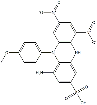 4-Amino-7,9-dinitro-5-(4-methoxyphenyl)-5,10-dihydrophenazine-2-sulfonic acid Struktur