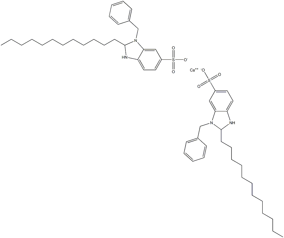 Bis(1-benzyl-2,3-dihydro-2-dodecyl-1H-benzimidazole-6-sulfonic acid)calcium salt Struktur