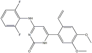 6-(2-Ethenyl-4,5-dimethoxyphenyl)-4-(2,6-difluorophenylamino)pyrimidin-2(1H)-one Struktur