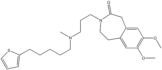 2,3-Dihydro-7,8-dimethoxy-3-[3-[N-[5-(2-thienyl)pentyl]-N-methylamino]propyl]-1H-3-benzazepin-4(5H)-one Struktur