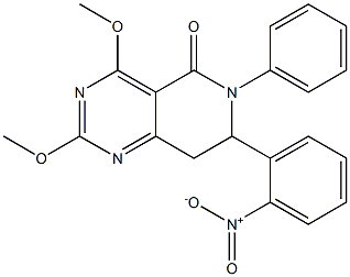 7,8-Dihydro-2,4-dimethoxy-6-phenyl-7-(2-nitrophenyl)pyrido[4,3-d]pyrimidin-5(6H)-one Struktur