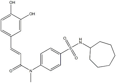 3,4-Dihydroxy-N-[4-[cycloheptylsulfamoyl]phenyl]-N-methyl-trans-cinnamamide Struktur