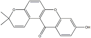 9-Hydroxy-3,3-dimethylpyrano[3,2-a]xanthen-12(3H)-one Struktur