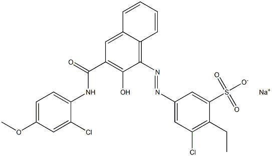 3-Chloro-2-ethyl-5-[[3-[[(2-chloro-4-methoxyphenyl)amino]carbonyl]-2-hydroxy-1-naphtyl]azo]benzenesulfonic acid sodium salt Struktur