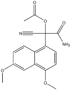 2-(4,6-Dimethoxy-1-naphtyl)-2-cyano-2-acetoxyacetamide Struktur