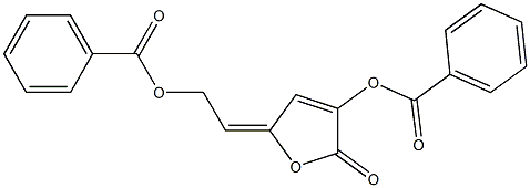 Benzoic acid 2-[[5-oxo-2,5-dihydro-4-(benzoyloxy)furan]-2-ylidene]ethyl ester Struktur