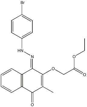 [[[1,4-Dihydro-1-[[[4-bromophenyl]amino]imino]-3-methyl-4-oxonaphthalen]-2-yl]oxy]acetic acid ethyl ester Struktur