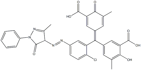 5-[[2-Chloro-5-[(4,5-dihydro-3-methyl-5-oxo-1-phenyl-1H-pyrazol-4-yl)azo]phenyl](3-carboxy-5-methyl-4-oxo-2,5-cyclohexadien-1-ylidene)methyl]-2-hydroxy-3-methylbenzoic acid Struktur