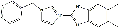 2-[(1-Benzyl-1H-imidazol-3-ium)-3-yl]-5,6-dimethyl-1H-benzimidazol-1-ide Struktur