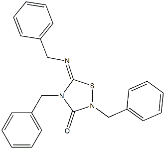 2,4-Dibenzyl-5-(benzylimino)-1,2,4-thiadiazolidin-3-one Struktur