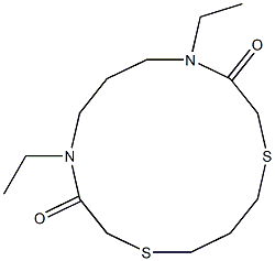 2,6-Diethyl-9,13-dithia-2,6-diazacyclotetradecane-1,7-dione Struktur