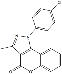 1-(4-Chlorophenyl)-3-methyl[1]benzopyrano[4,3-c]pyrazol-4(1H)-one Struktur