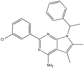 4-Amino-5,6-dimethyl-7-(1-phenylethyl)-2-(3-chlorophenyl)-7H-pyrrolo[2,3-d]pyrimidine Struktur