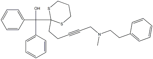 Diphenyl[2-[5-[N-methyl-N-(2-phenylethyl)amino]-3-pentynyl]-1,3-dithian-2-yl]methanol Struktur