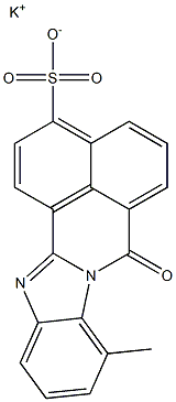 9-Methyl-7-oxo-7H-benzimidazo[2,1-a]benz[de]isoquinoline-3-sulfonic acid potassium salt Struktur