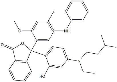 3-(5-Anilino-2-methoxy-4-methylphenyl)-3-[2-hydroxy-4-(N-ethylisopentylamino)phenyl]isobenzofuran-1(3H)-one Struktur