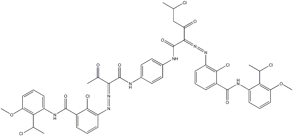 3,3'-[2-(1-Chloroethyl)-1,4-phenylenebis[iminocarbonyl(acetylmethylene)azo]]bis[N-[2-(1-chloroethyl)-3-methoxyphenyl]-2-chlorobenzamide] Struktur