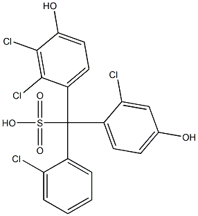 (2-Chlorophenyl)(2-chloro-4-hydroxyphenyl)(2,3-dichloro-4-hydroxyphenyl)methanesulfonic acid Struktur