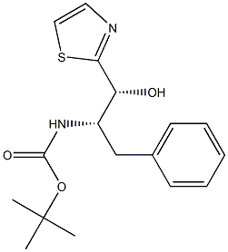 (1R,2S)-2-(tert-Butyloxycarbonylamino)-1-(2-thiazolyl)-3-phenylpropan-1-ol Struktur