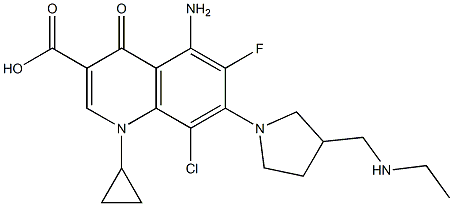 5-Amino-8-chloro-1-cyclopropyl-6-fluoro-1,4-dihydro-4-oxo-7-[3-(ethylaminomethyl)-1-pyrrolidinyl]quinoline-3-carboxylic acid Struktur