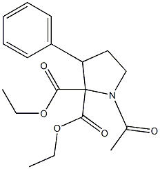 1-Acetyl-3-phenylpyrrolidine-2,2-dicarboxylic acid diethyl ester Struktur