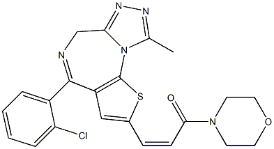 4-(2-Chlorophenyl)-2-[(Z)-3-morpholino-3-oxo-1-propenyl]-9-methyl-6H-thieno[3,2-f][1,2,4]triazolo[4,3-a][1,4]diazepine Struktur