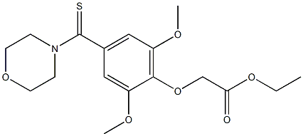 [4-(Morpholinothioxomethyl)-2,6-dimethoxyphenoxy]acetic acid ethyl ester Struktur