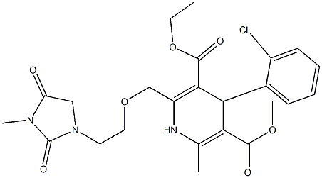 4-(2-Chlorophenyl)-1,4-dihydro-2-[2-(3-methyl-2,4-dioxo-1-imidazolidinyl)ethoxymethyl]-6-methylpyridine-3,5-dicarboxylic acid 3-ethyl 5-methyl ester Struktur