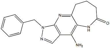 4-Amino-1-benzyl-5,7,8,9-tetrahydro-1,2,5,10-tetraazacyclohept[f]inden-6(1H)-one Struktur