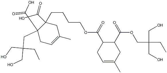 4-Methyl-4-cyclohexene-1,2-dicarboxylic acid 1-[2,2-bis(hydroxymethyl)butyl]2-[4-[2-[2,2-bis(hydroxymethyl)butoxycarbonyl]-4-methyl-4-cyclohexen-1-ylcarbonyloxy]butyl] ester Struktur